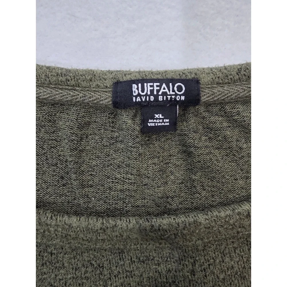 Buffalo David Bitton Pullover Sweatshirt XL Olive Green Marled Knit Raglan Top